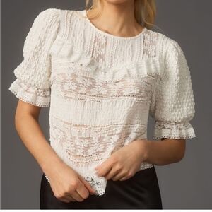 Anthropologie White Lace Blouse